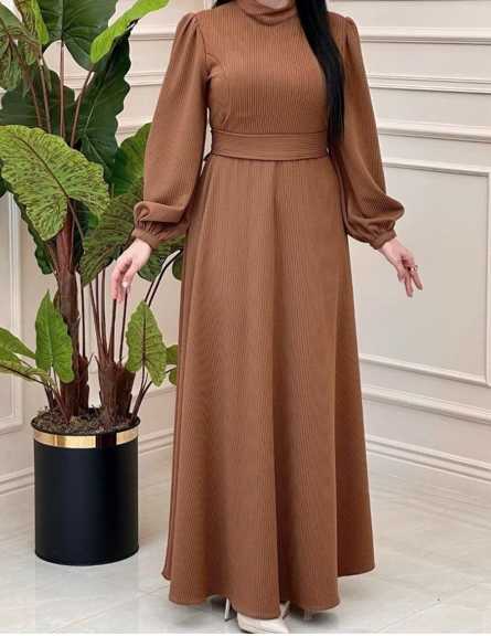 پیراهن زنانه فیتیله ای یقه اسکی پاییزه
