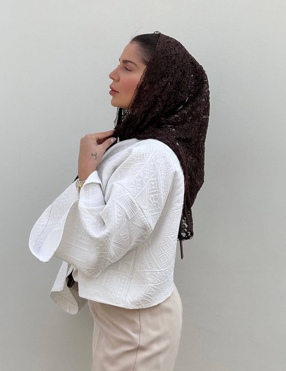 روسری سه گوش دانتل مخمل قواره 90