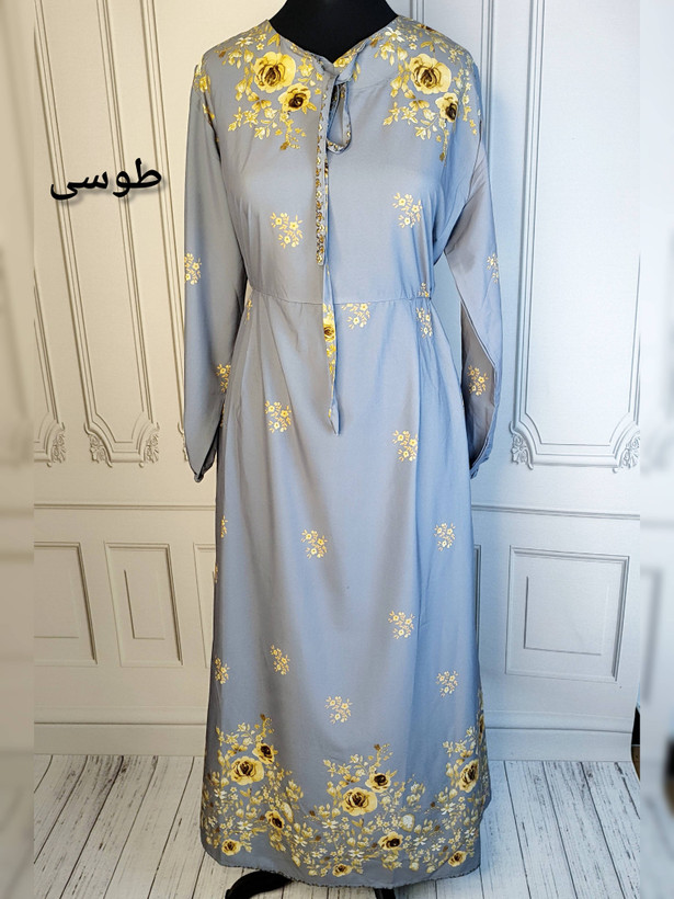 پیراهن ساحلی فلور گلدار کمر کش