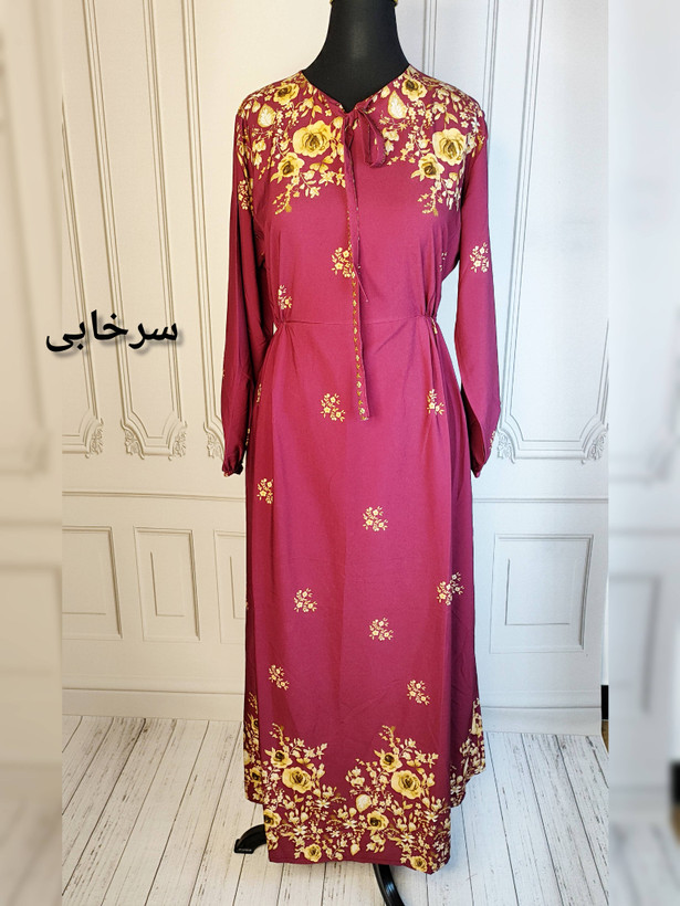 پیراهن ساحلی فلور گلدار کمر کش