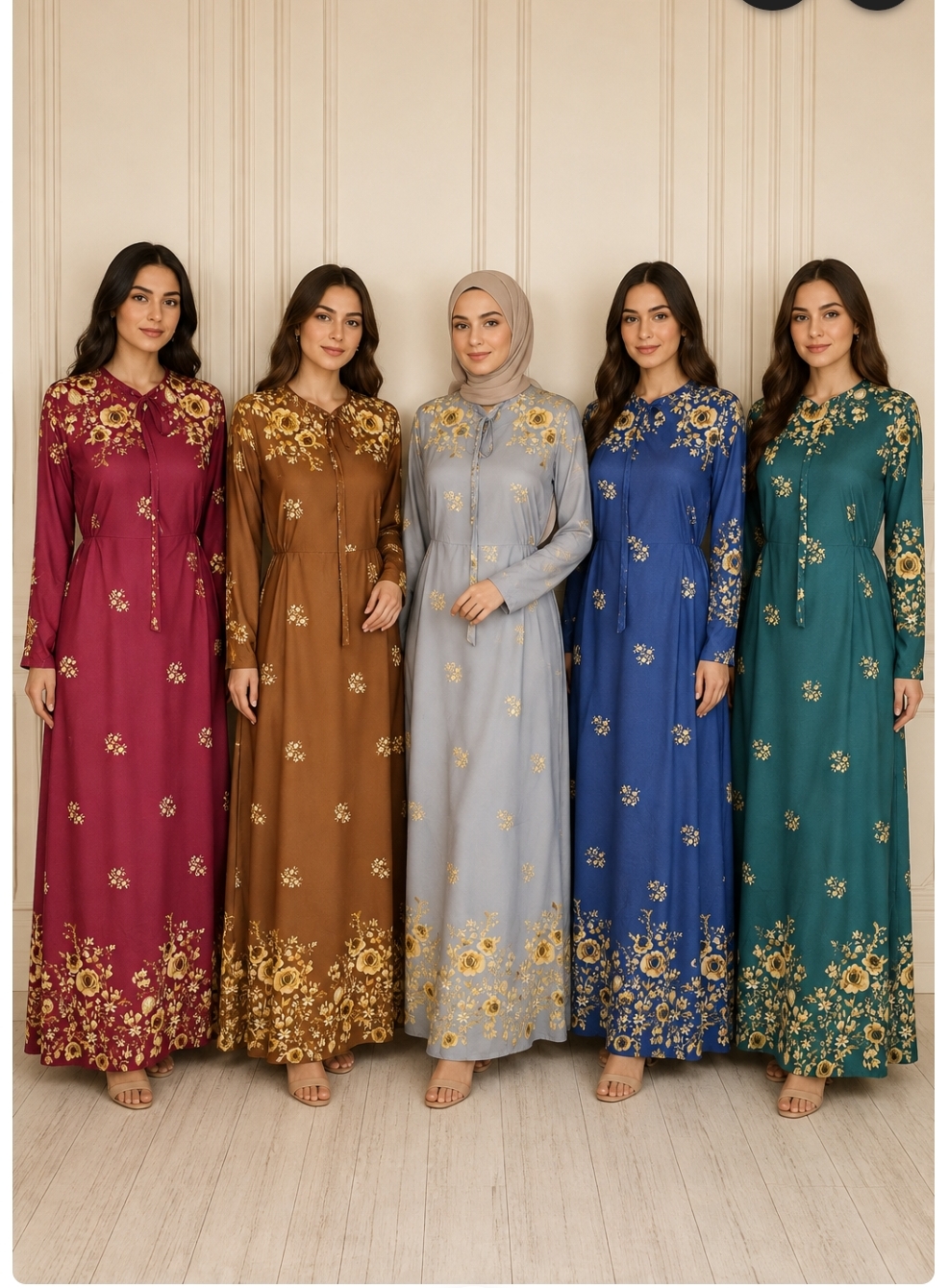 پیراهن  ساحلی فلور گلدار کمر کش